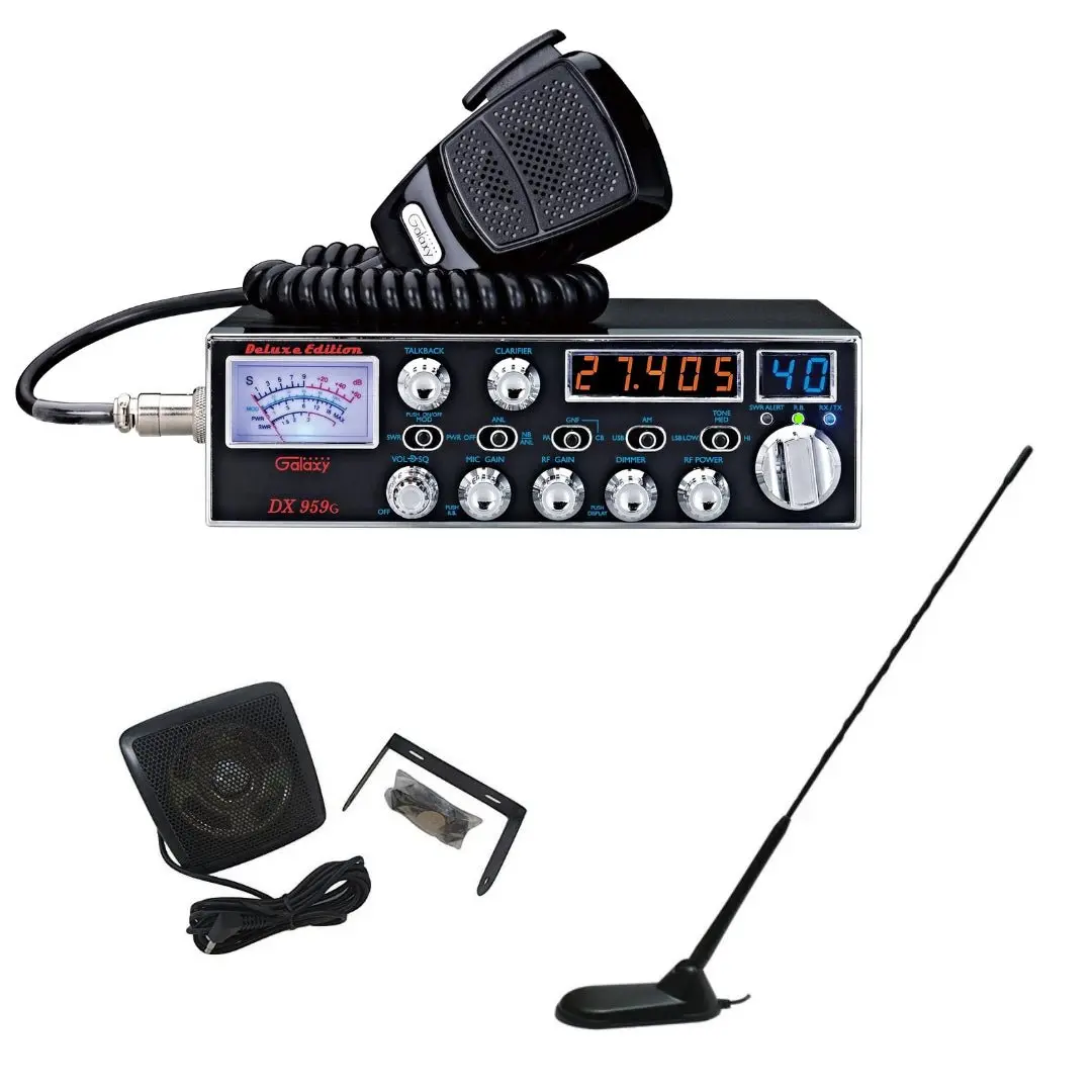 Galaxy Dx 959G Cb Radio, Virginia Cb Antenna, 3 Inch External Speaker Combo 1