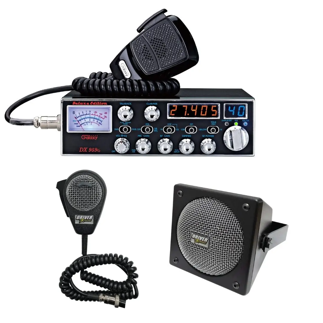 Galaxy Dx 959G Ssb Cb Radio, Drx-9010 External Speaker, Drx-6560 4 Pin Noise Cancelling Dynamic Microphone, Combo 1