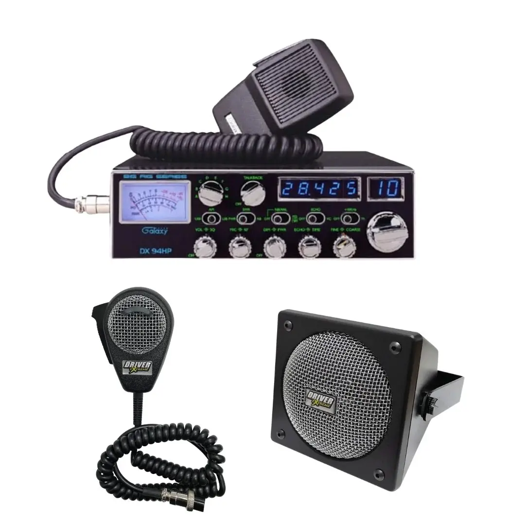 Galaxy Dx94hp 10-Meter Radio, Drx-9010 External Speaker, Drx-6560 4 Pin Noise Cancelling Dynamic Microphone, Combo 1
