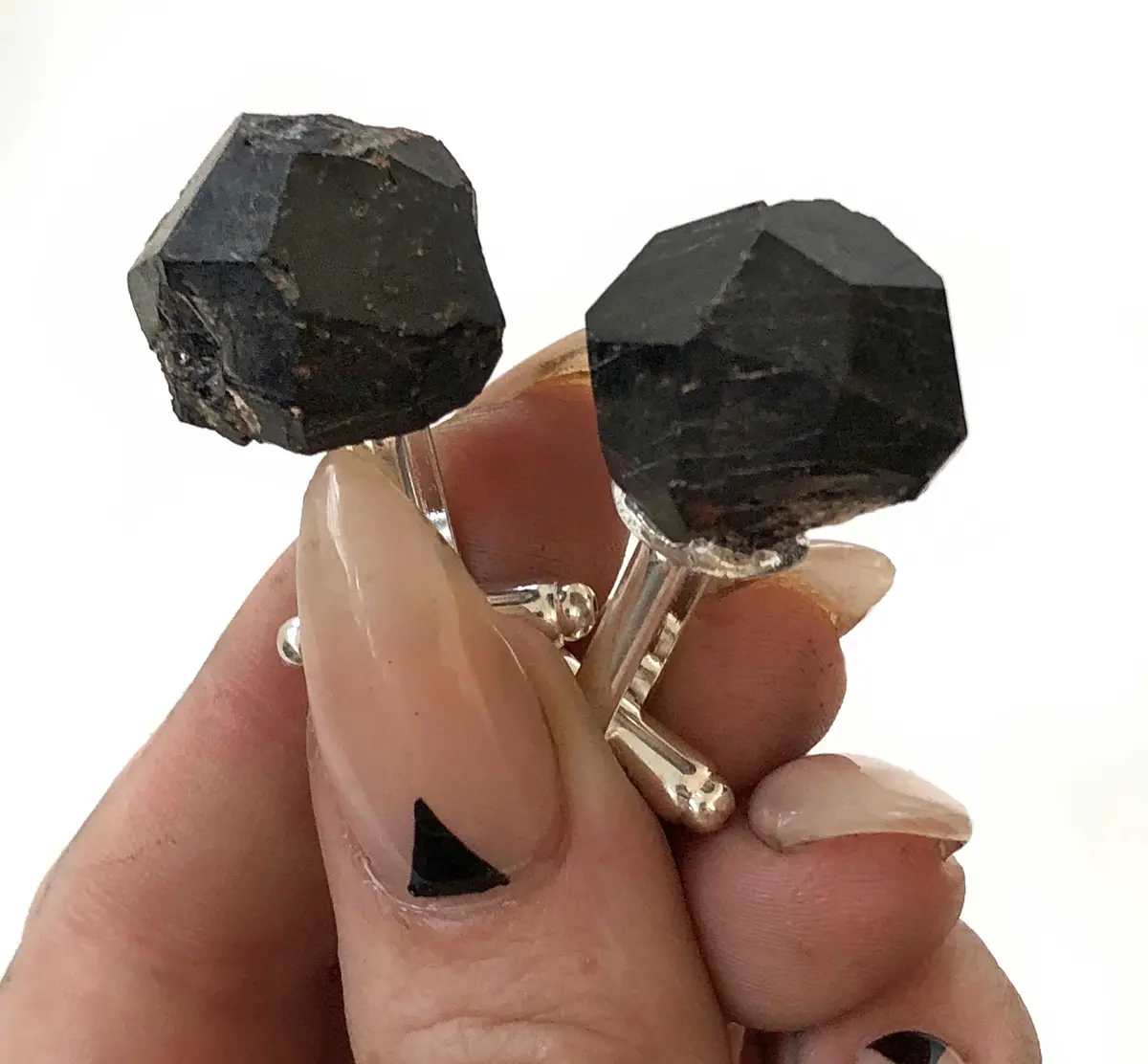Garnet Cufflinks. Raw, Rough Crystal Cuff Links 1