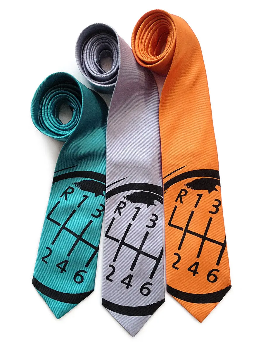 Gear Shift Necktie, Woven Fine Stripe Tie. 1