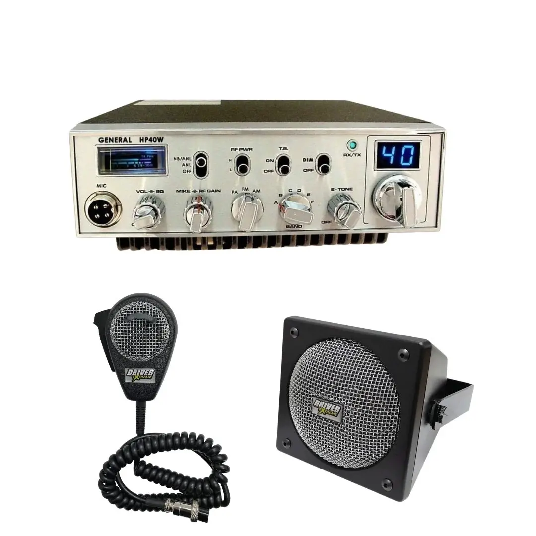General Hp40 10 Meter Radio, Drx-9010 External Speaker, Drx-6560 4 Pin Noise Cancelling Dynamic Microphone, Combo 1