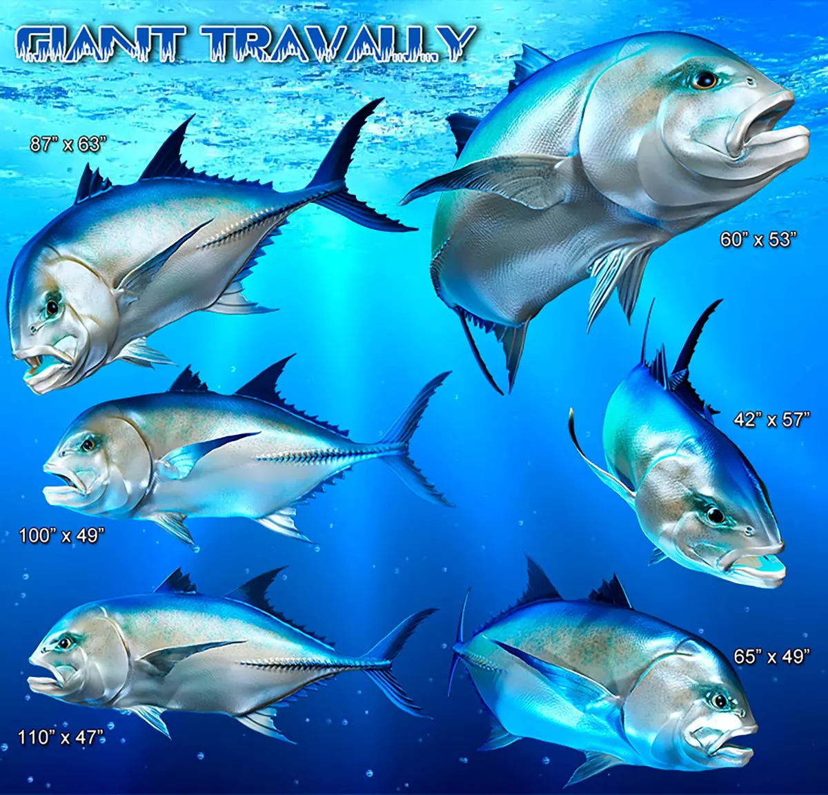 Giant Trevally Boat Decal – Blue-Silver Vinyl Fish Graphic 4