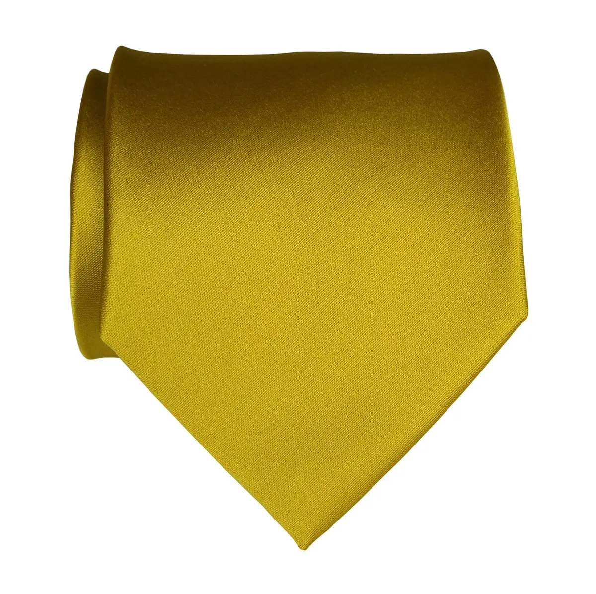 Gold Necktie. Medium Yellow Solid Color Satin Finish Tie, No Print 1