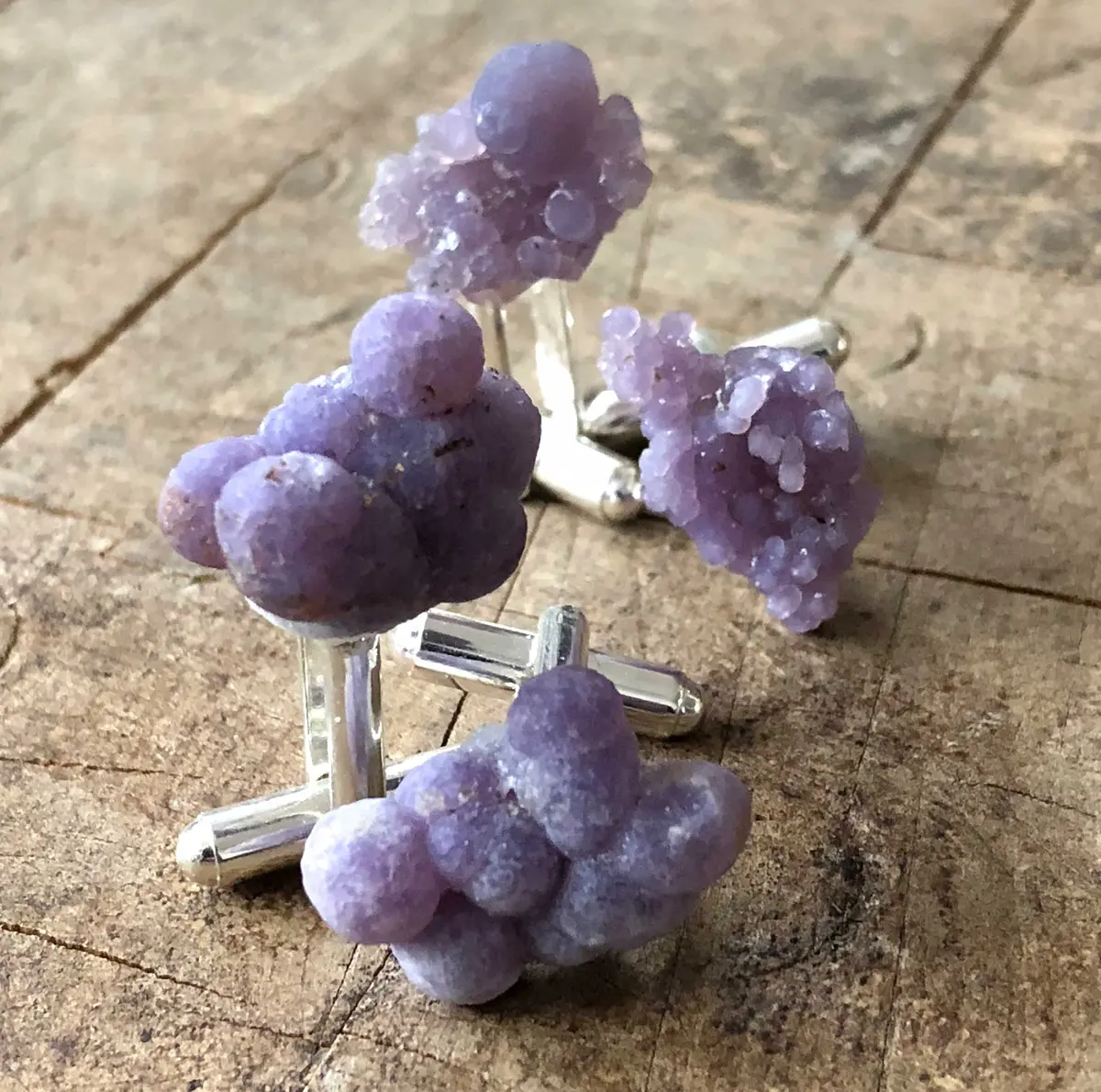 Grape Agate Cufflinks, Purple Chalcedony 1