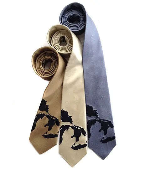 Great Lakes Map Silk Necktie 1