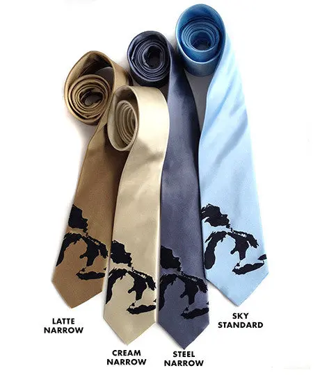 Great Lakes Map Silk Necktie 2