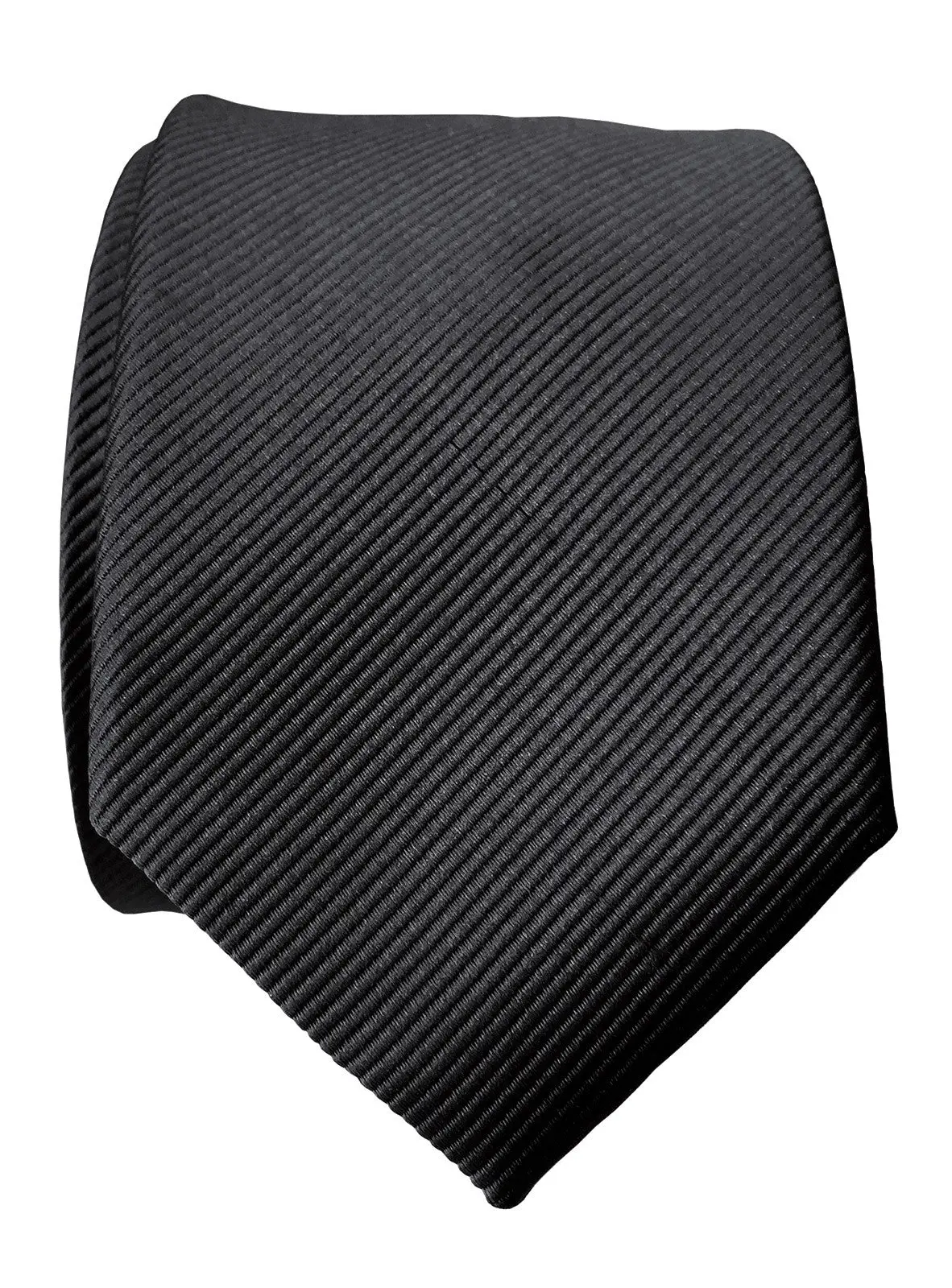 Gunmetal Necktie. Solid Color Fine-Stripe Tie, No Print 1