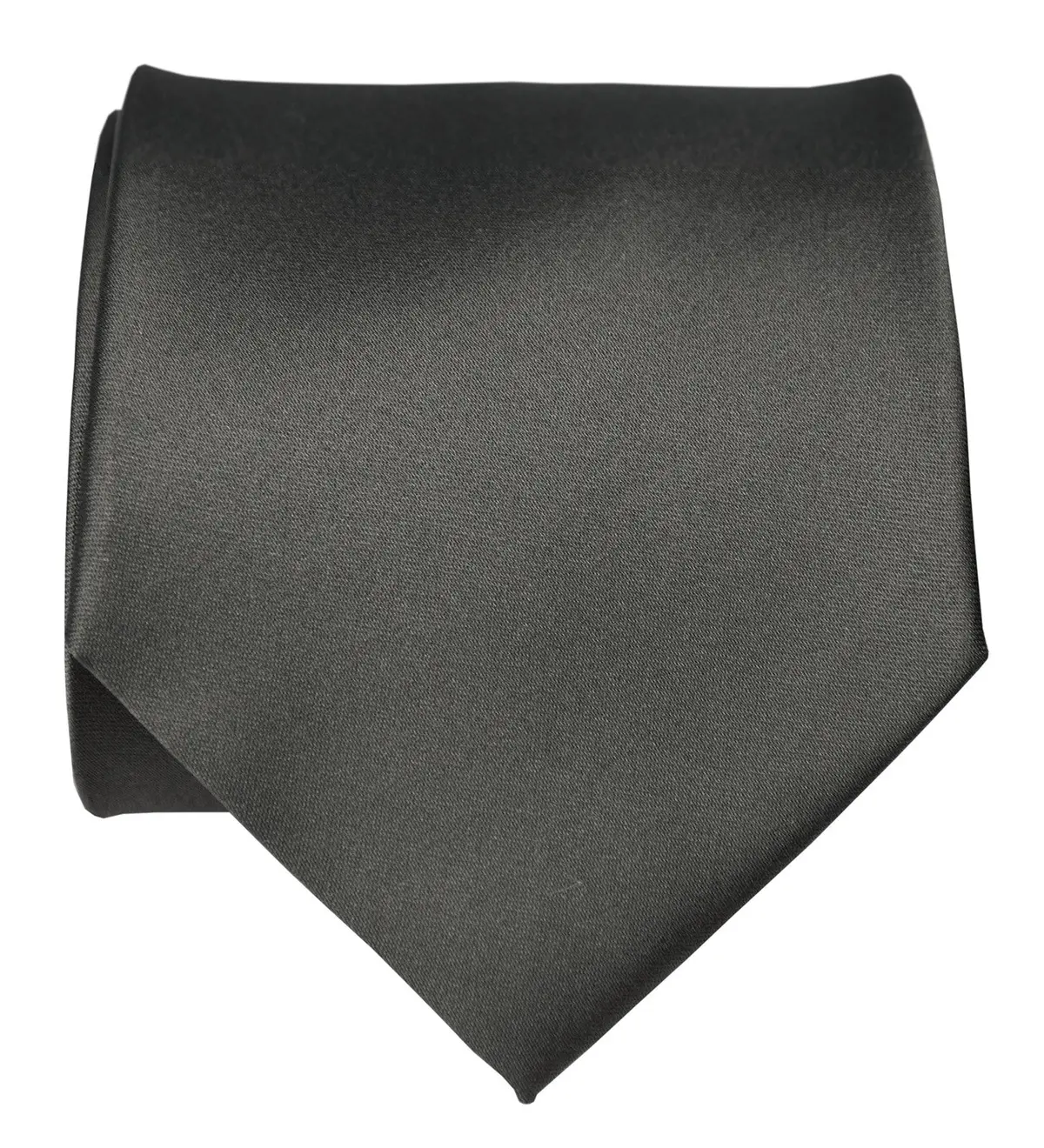 Gunmetal Necktie. Solid Color Dark Grey Satin Finish Tie, No Print 1