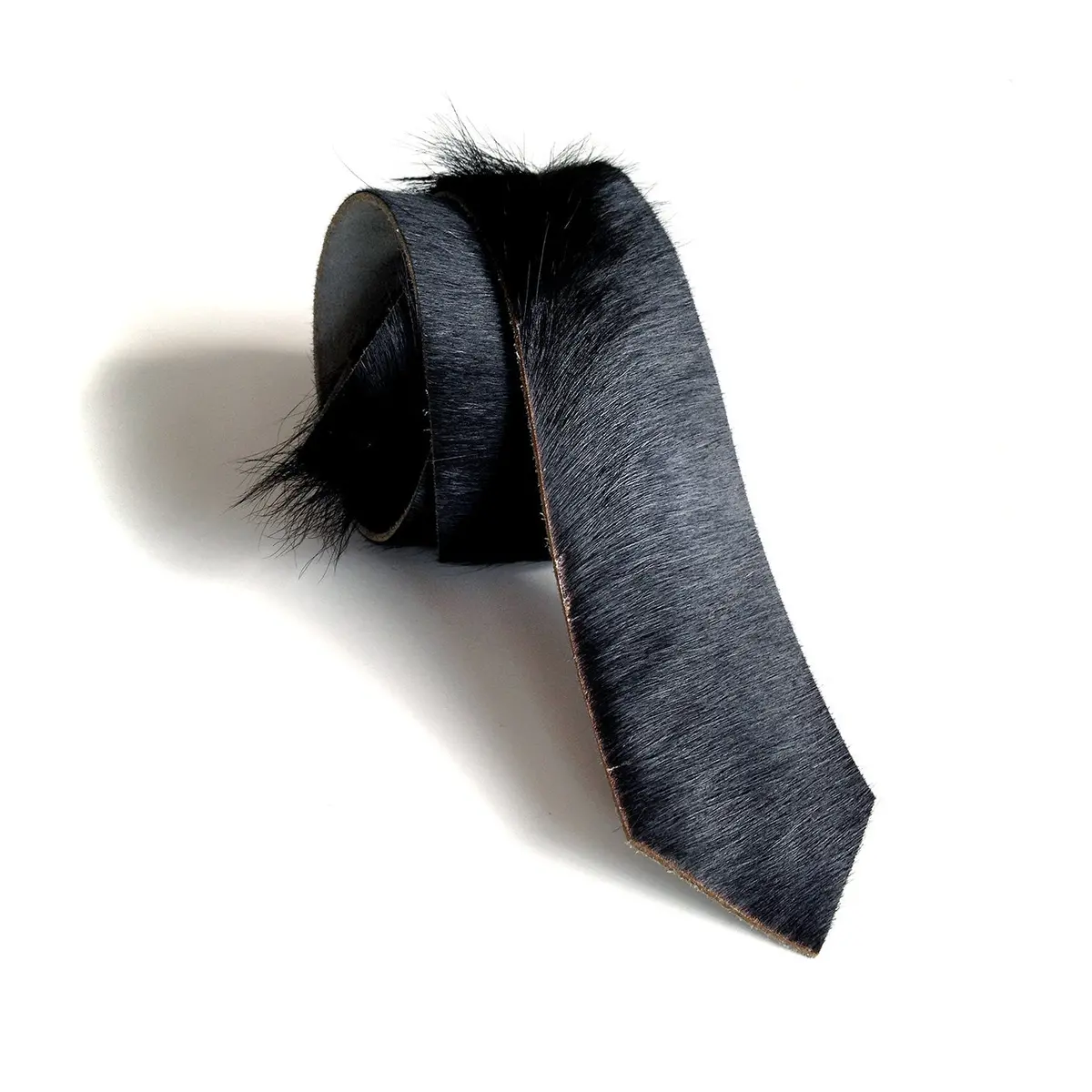 Black Angus Hair-On Hide Leather Necktie 1