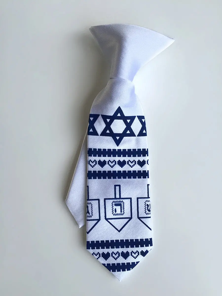 Hanukkah Sweater Kids Tie. Boys Clip-On Necktie 2