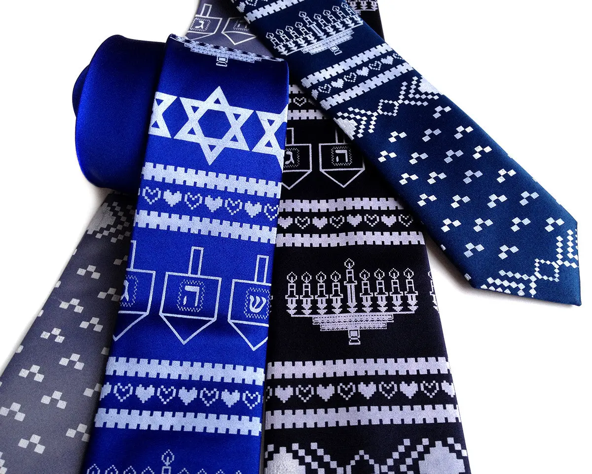 Hanukkah Necktie. Ugly Hanukkah Sweater Tie 1