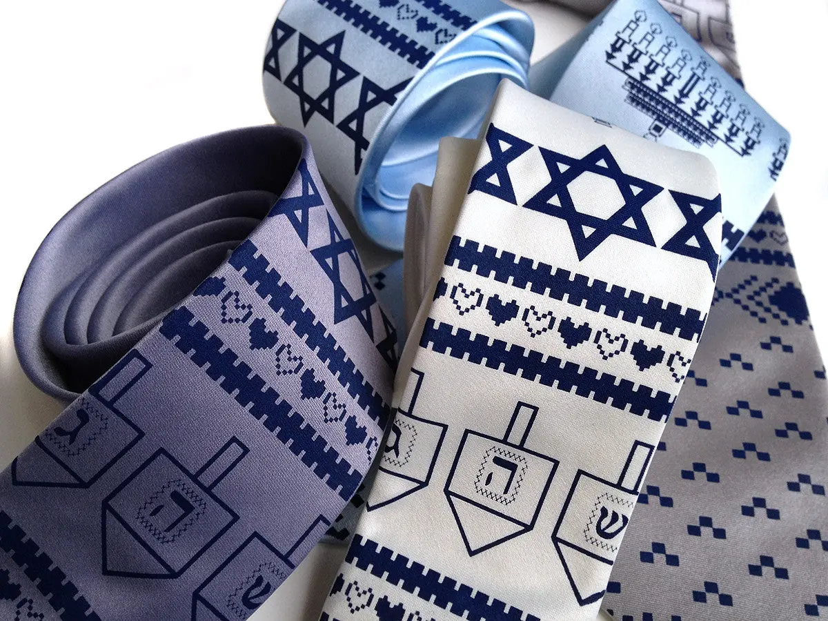 Hanukkah Sweater Silk Necktie 1