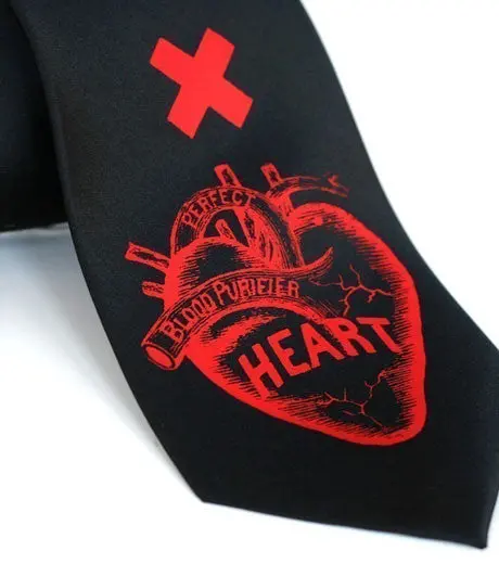 Anatomical Heart Silk Necktie. "Heart Attack" Tie 1