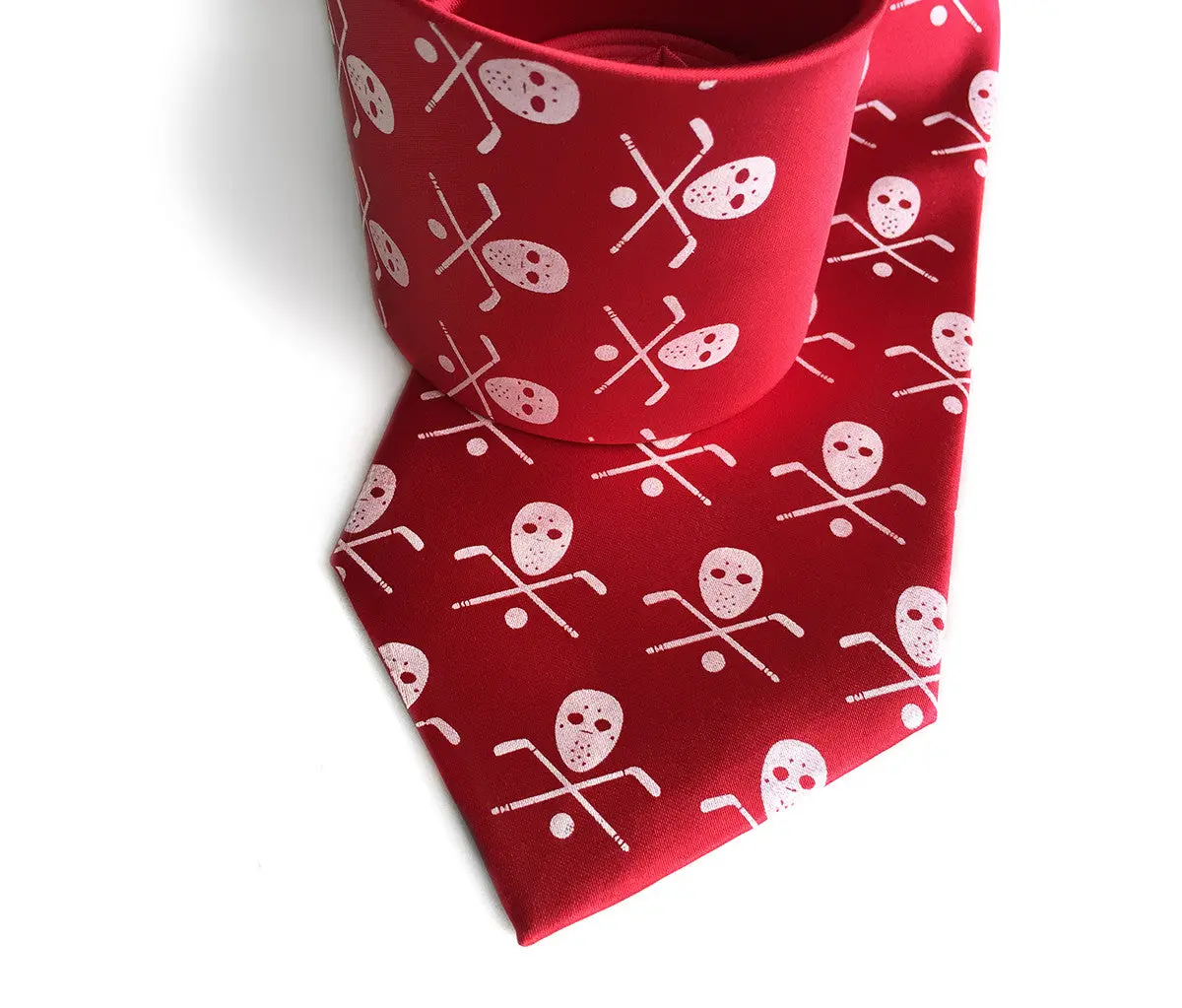 Hockey Necktie. Stick, Mask & Puck Silk Tie 2