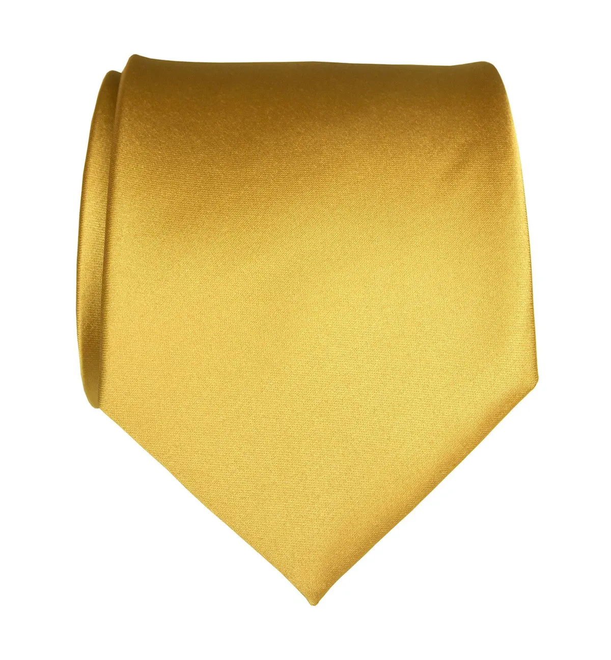 Honey Gold Necktie. Yellow Solid Color Satin Finish Tie, No Print 1