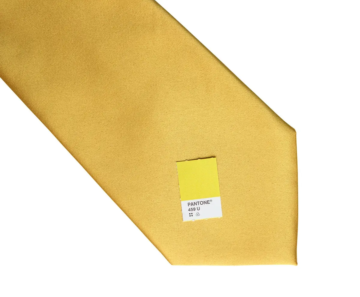 Honey Gold Necktie. Yellow Solid Color Satin Finish Tie, No Print 2