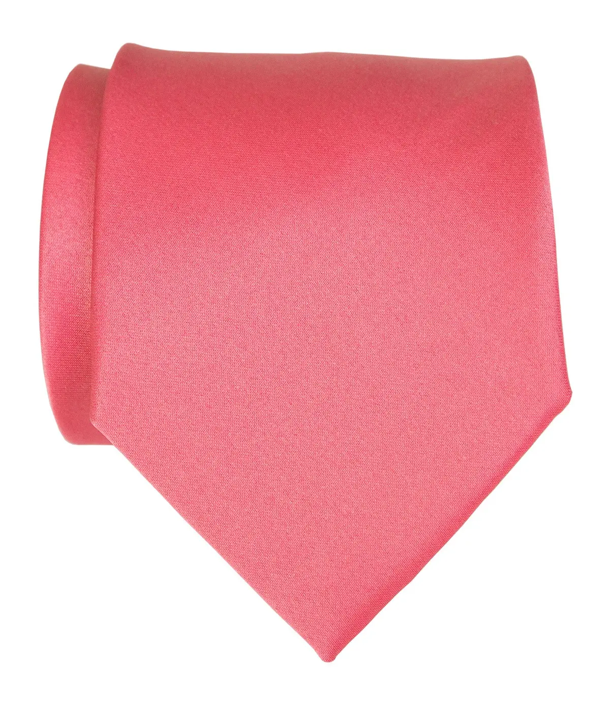 Honeysuckle Pink Necktie. Medium Pink Solid Color Satin Finish Tie, No Print 1