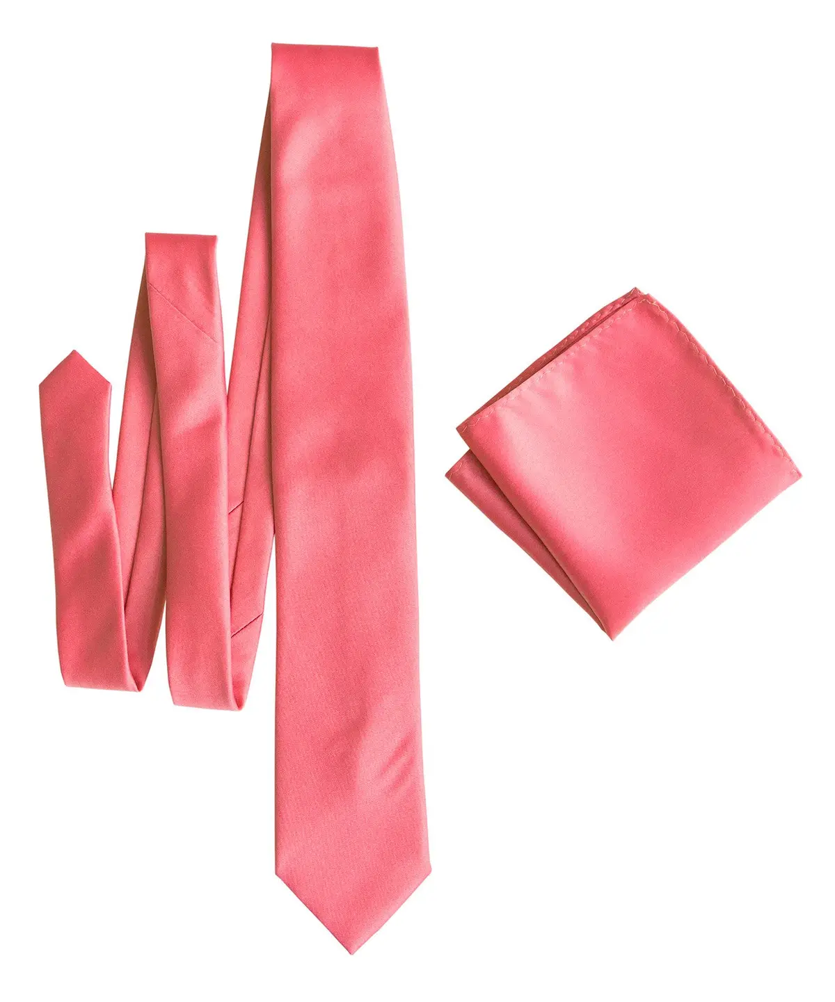 Honeysuckle Pink Pocket Square. Medium Pink Solid Color Satin Finish, No Print 2