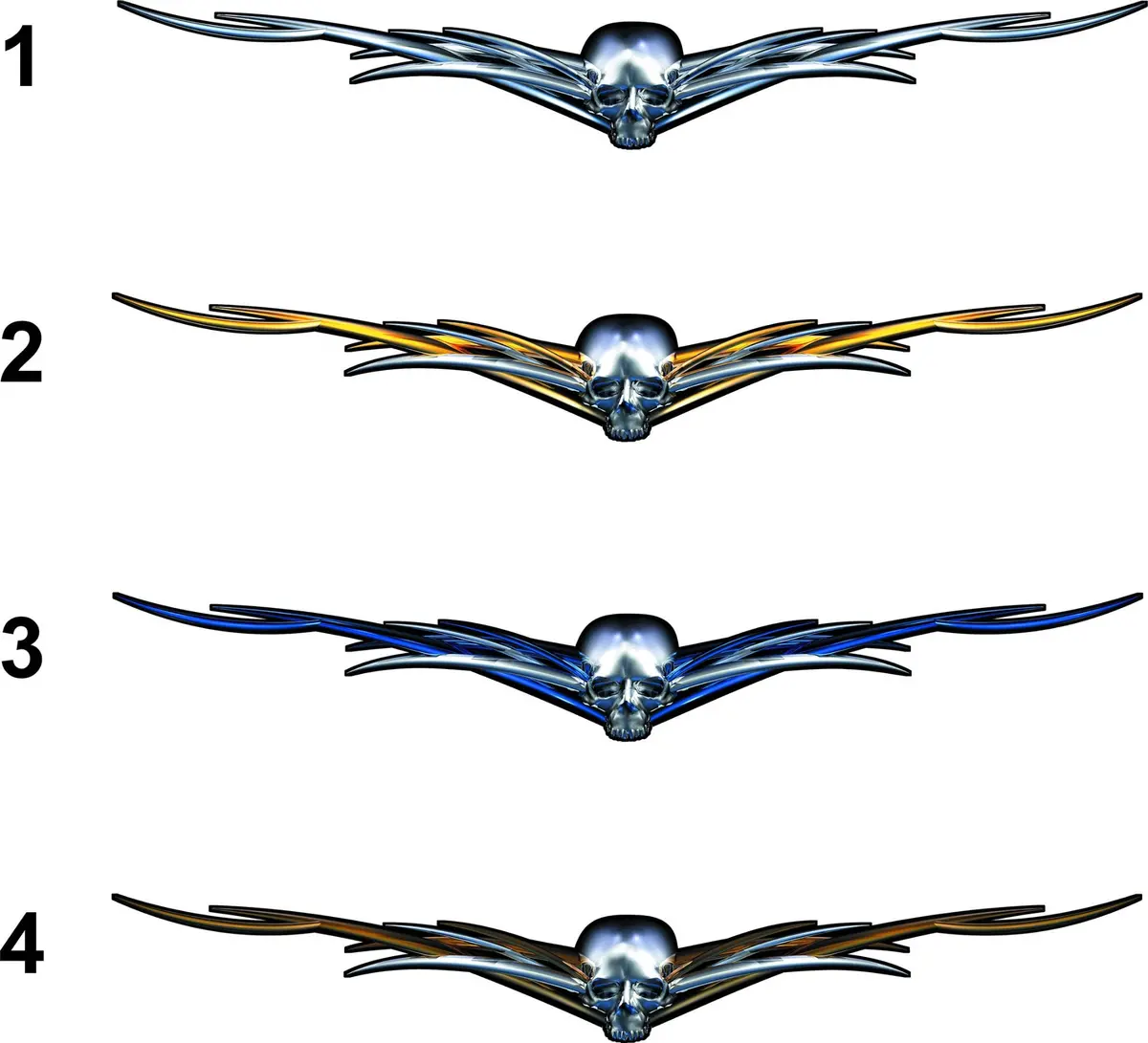 Chrome Horned Skull Hood Or Tailgate Vinyl Decal 5