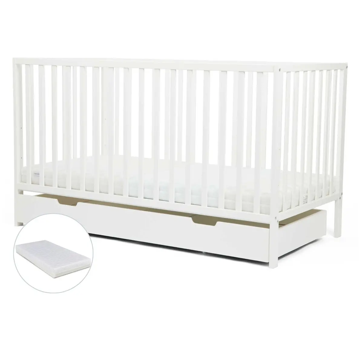 Ickle Bubba Hartley Classic Cot & Under Drawer - White 4