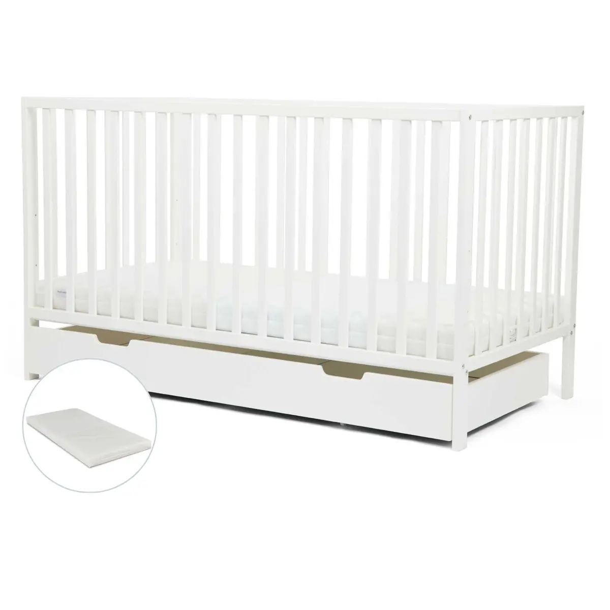 Ickle Bubba Hartley Classic Cot & Under Drawer - White 2
