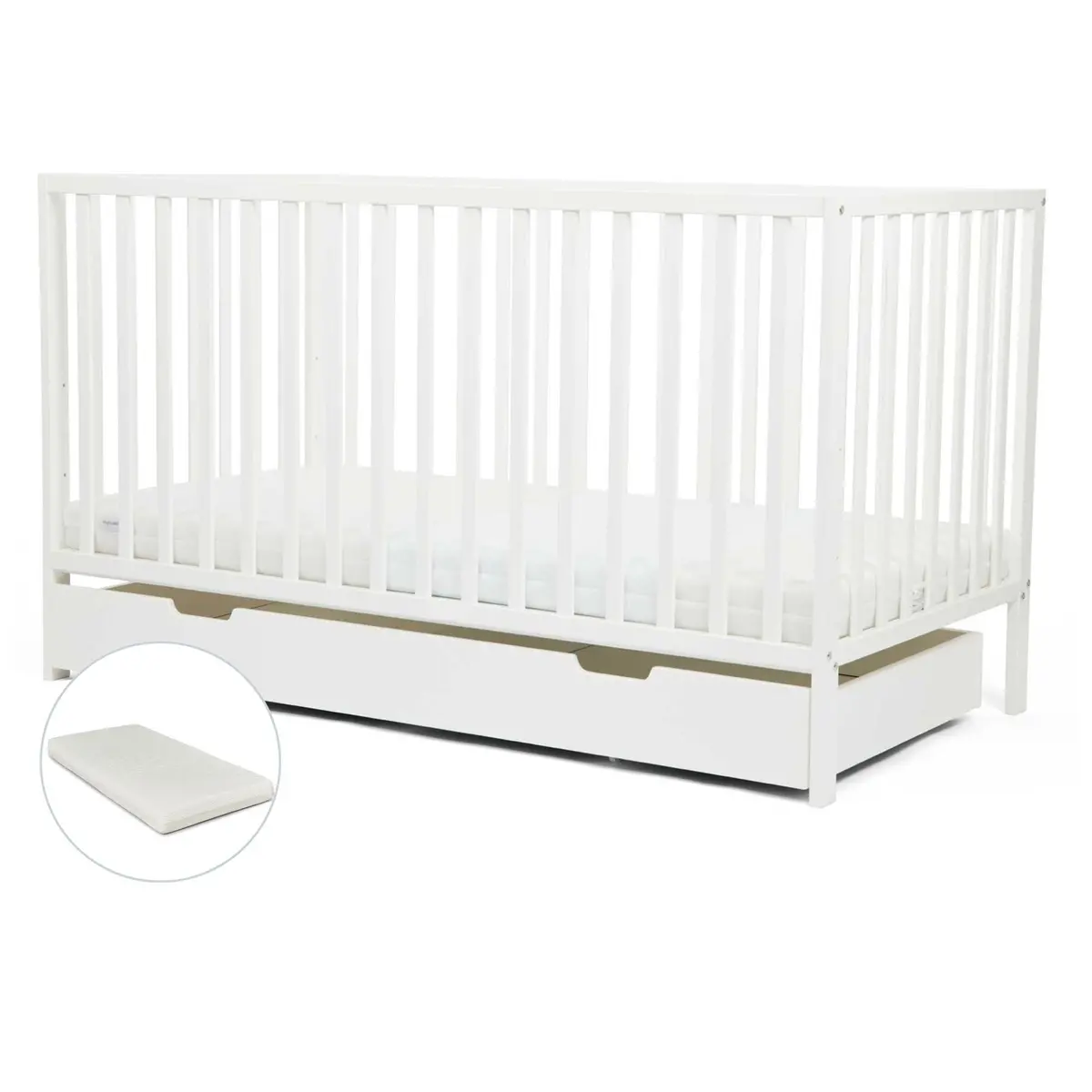 Ickle Bubba Hartley Classic Cot & Under Drawer - White 3