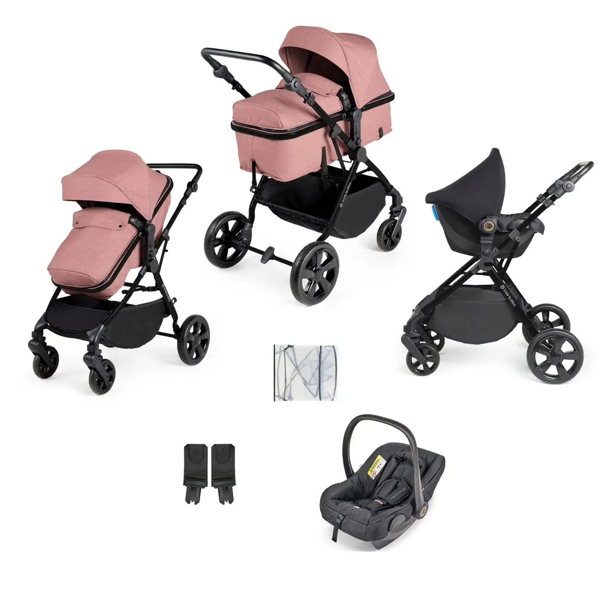Ickle Bubba Comet 3-In-1 Travel System With Astral Car Seat - Dusty Pink 1