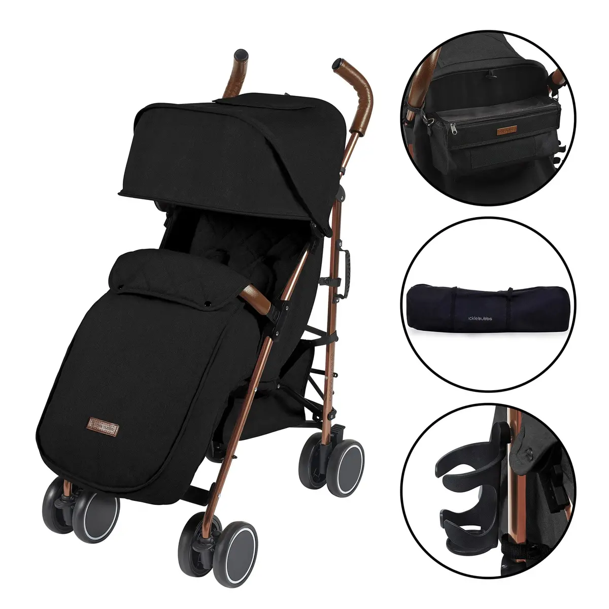 Ickle Bubba Discovery Prime Pushchair Rose Gold/Black 1