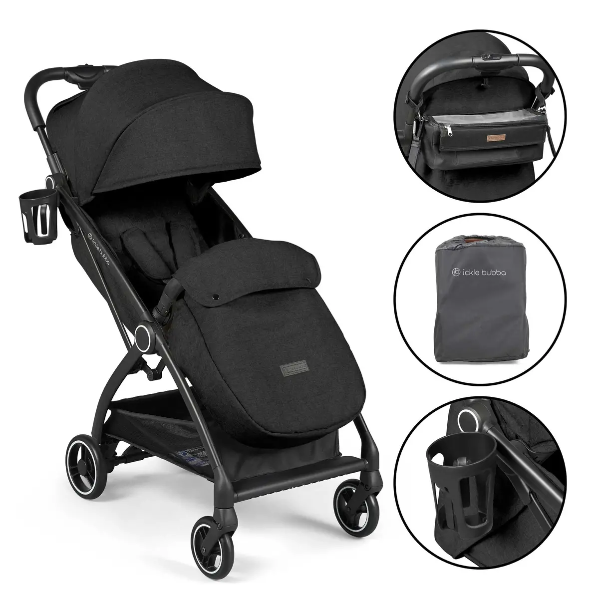 Ickle Bubba Aries Prime Autofold Stroller - Black 1