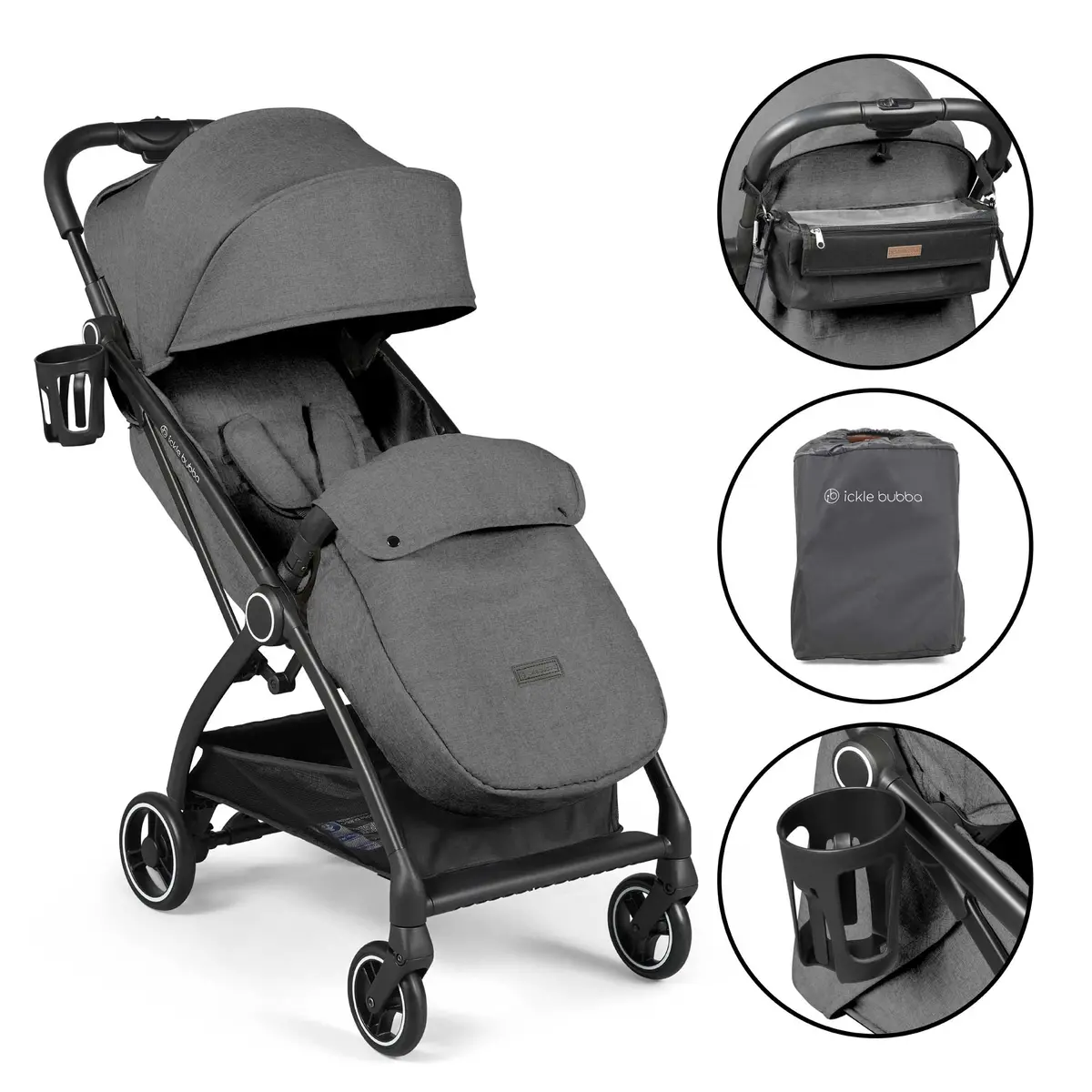 Ickle Bubba Aries Prime Autofold Stroller - Graphite Grey 1
