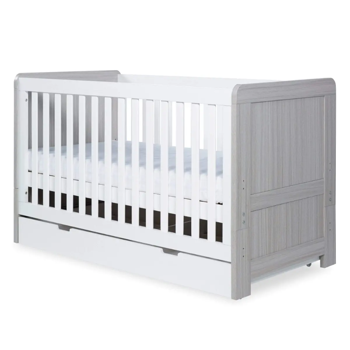 Ickle Bubba Pembrey 3 Piece Nursery Room Set & Under Drawer Ash Grey & White 3