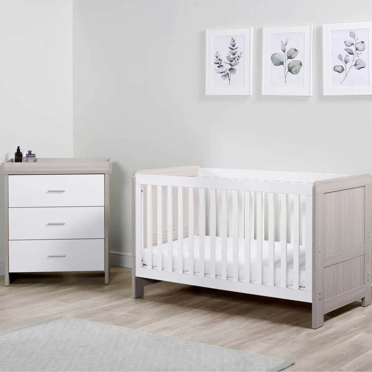 Ickle Bubba Pembrey 2 Piece Furniture Set And Under Drawer Ash Grey & White 1