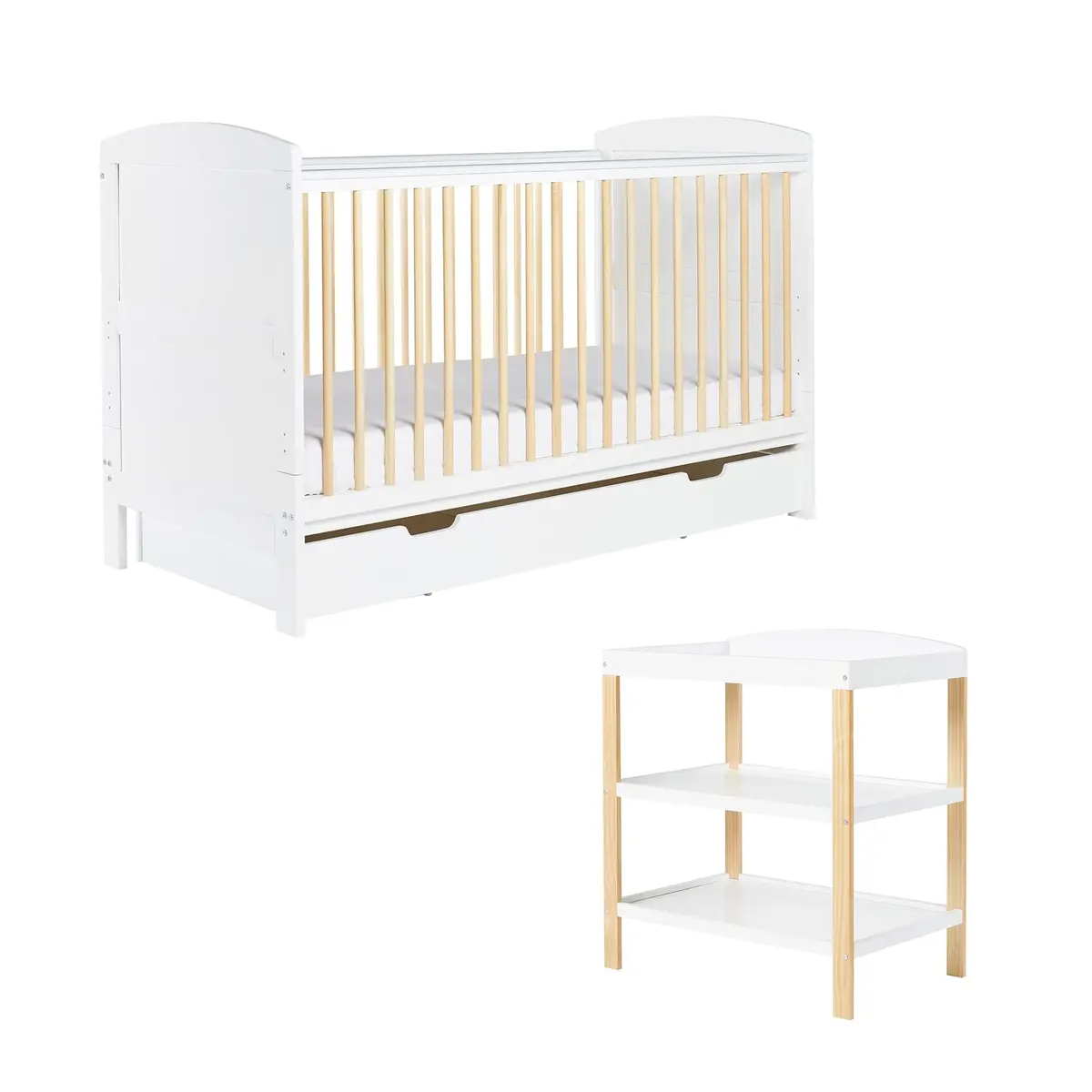 Ickle Bubba Coleby Scandi Classic 2 Piece Furniture Set And Under Drawer White 1