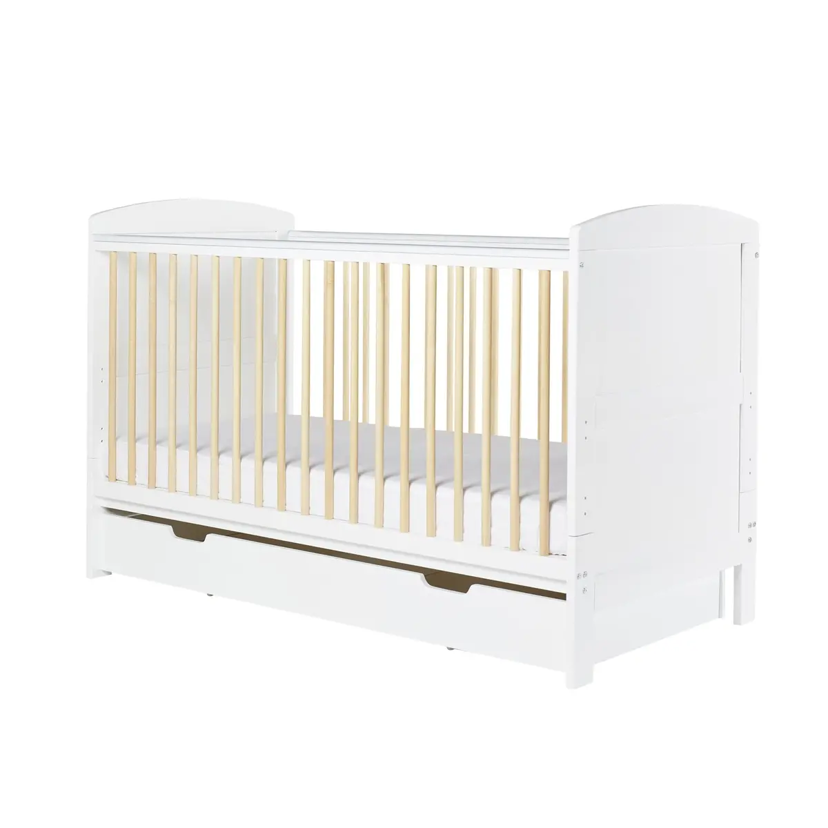 Ickle Bubba Coleby Scandi Classic Cot Bed With Under Drawer Scandi White 1