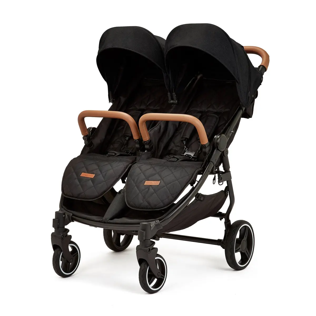 Ickle Bubba Venus Double Stroller - Black/Black/Tan 1