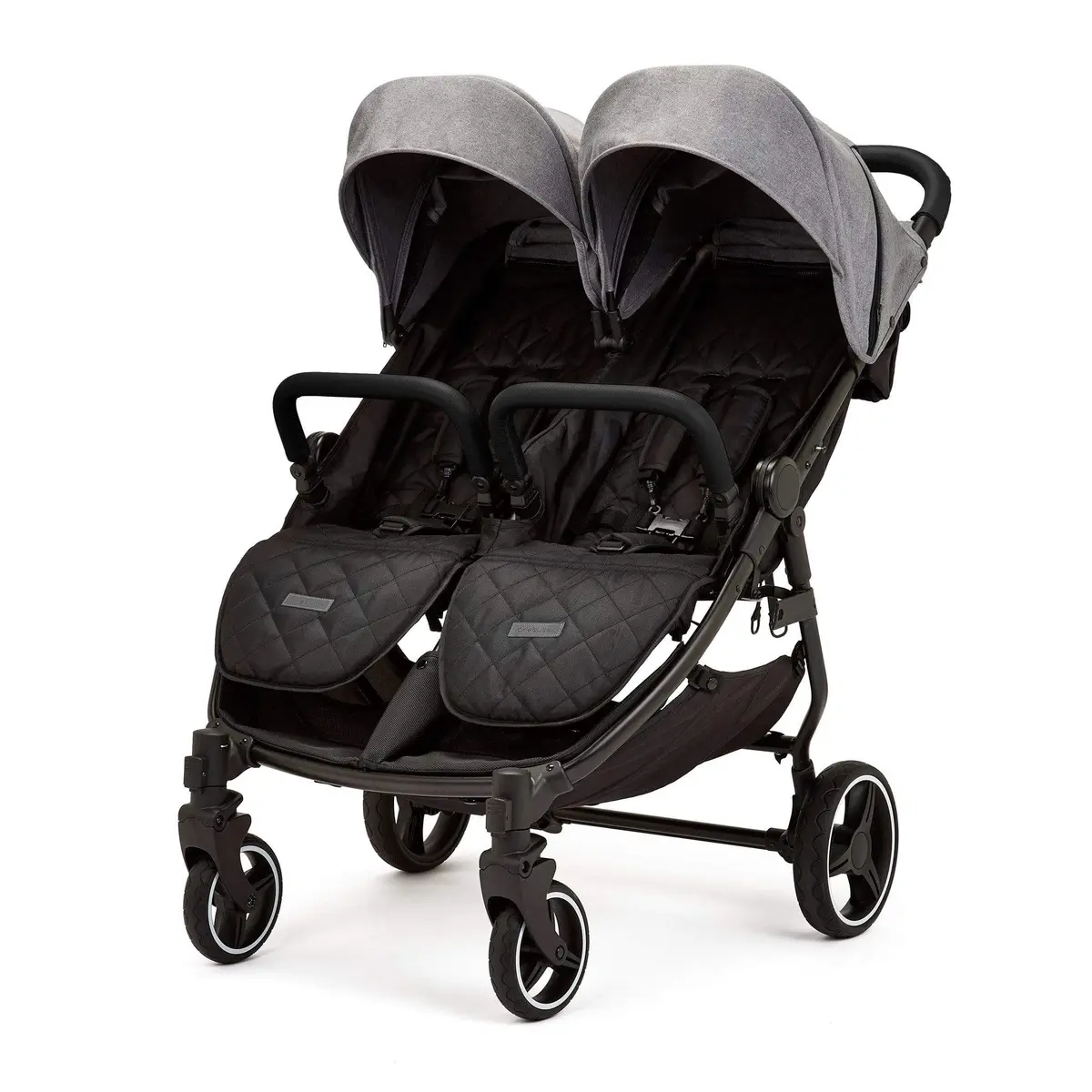 Ickle Bubba Venus Double Stroller - Black/Space Grey/Black 1