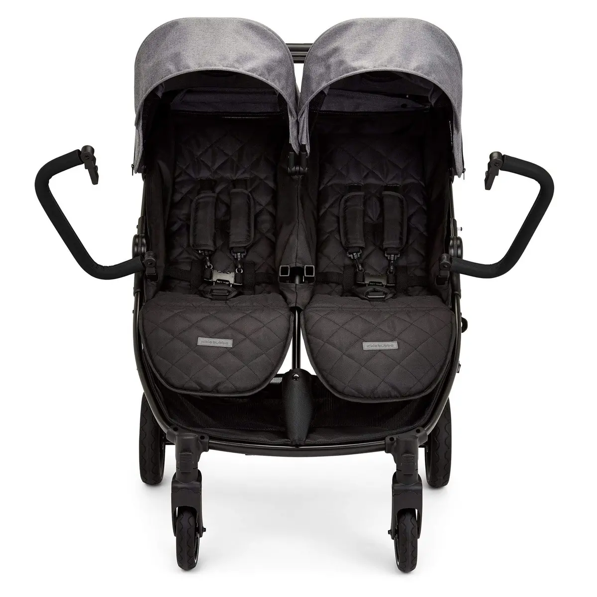 Ickle Bubba Venus Double Stroller - Black/Space Grey/Black 2