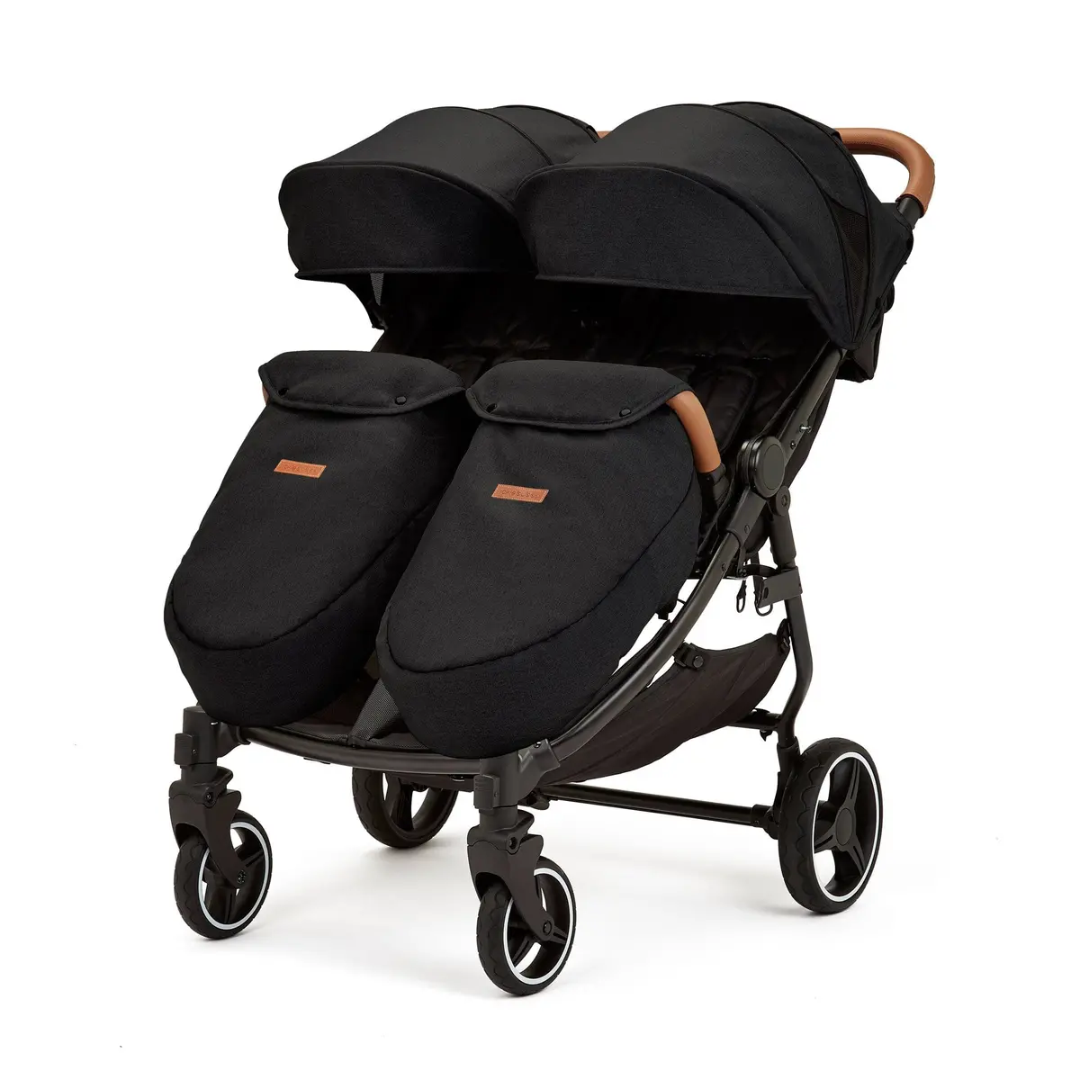 Ickle Bubba Venus Max Double Stroller - Black/Black/Tan 2