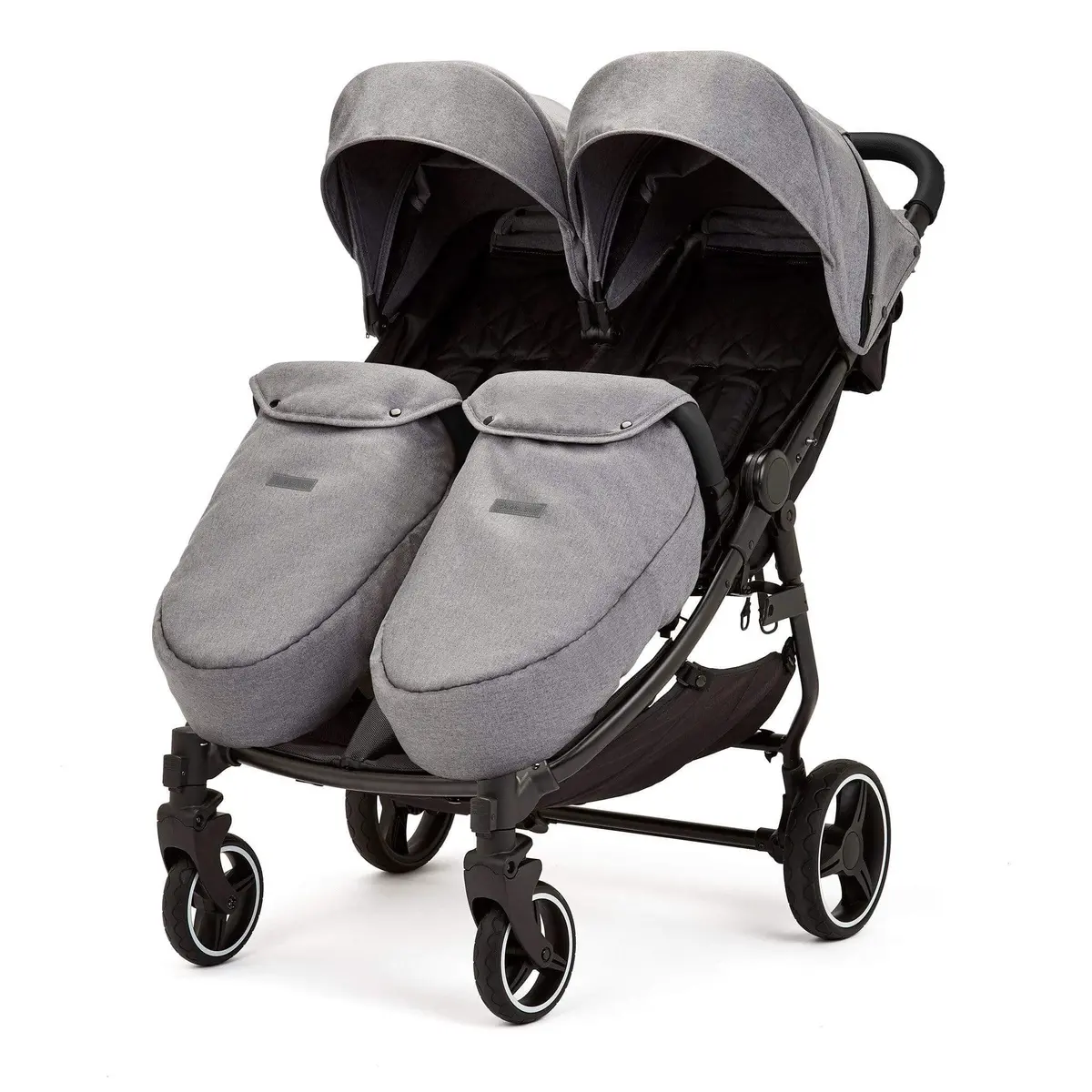 Ickle Bubba Venus Max Double Stroller - Black/Space Grey/Black 1