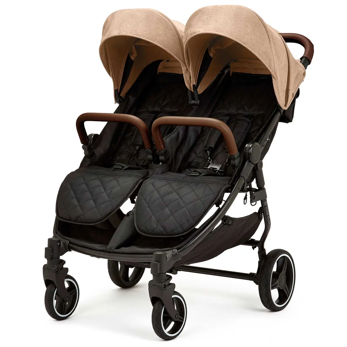 Ickle Bubba Venus Double Stroller - Black/Biscuit/Tan 1