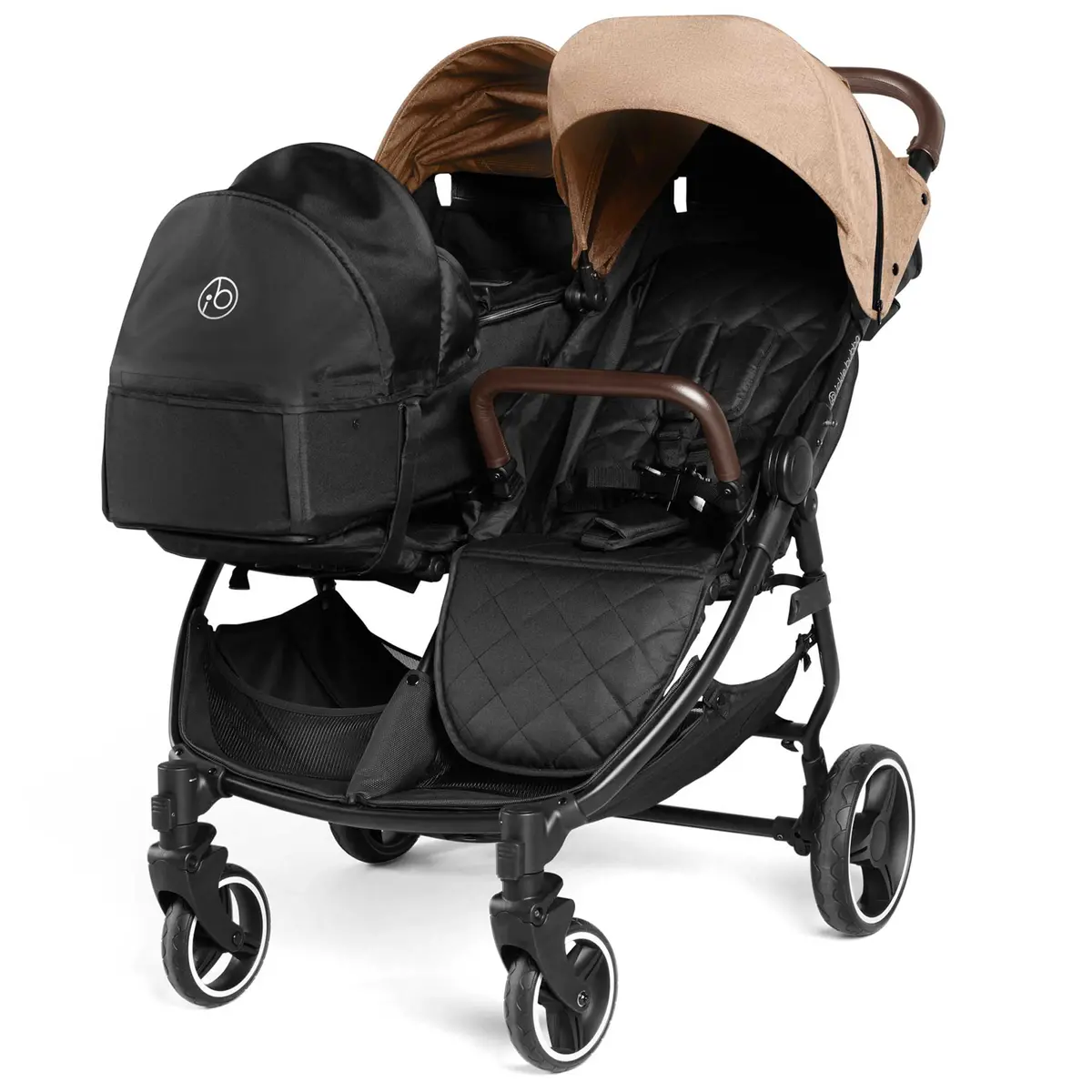 Ickle Bubba Venus Prime Double Stroller - Black/Biscuit/Tan 2