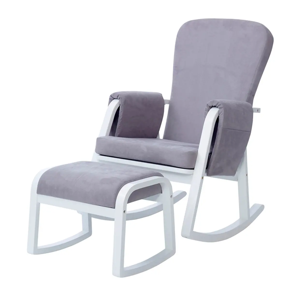Ickle Bubba Dursley Rocking Chair And Stool Pearl Grey 1