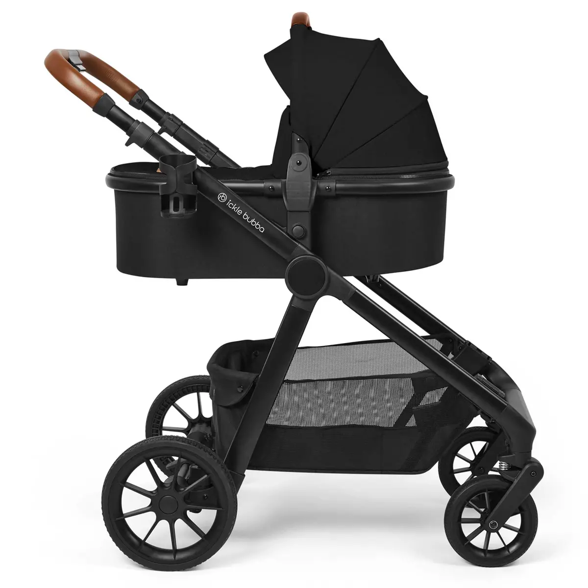 Ickle Bubba Virgo Growing Family 11 Piece Pram - Black/Black/Tan 2