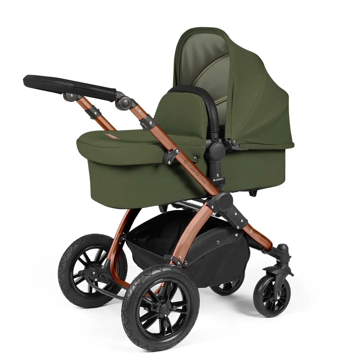 Ickle Bubba Stomp Luxe 2 In 1 Premium Pram - Bronze/Woodland/Black 1