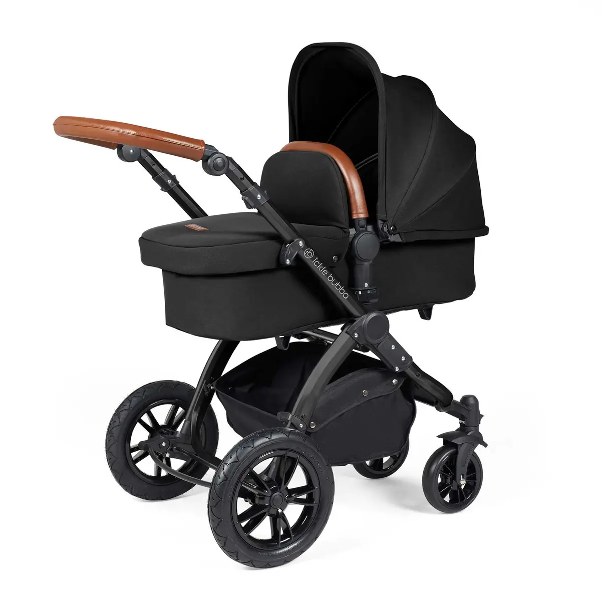Ickle Bubba Stomp Luxe 2 In 1 Premium Pram - Black/Midnight/Tan 1