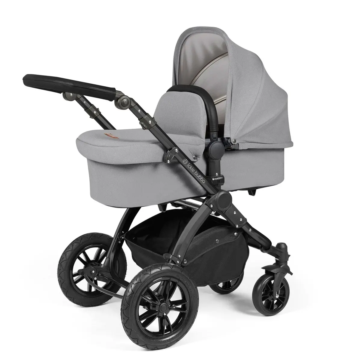 Ickle Bubba Stomp Luxe 2 In 1 Premium Pram - Black/Pearl Grey/Black 1