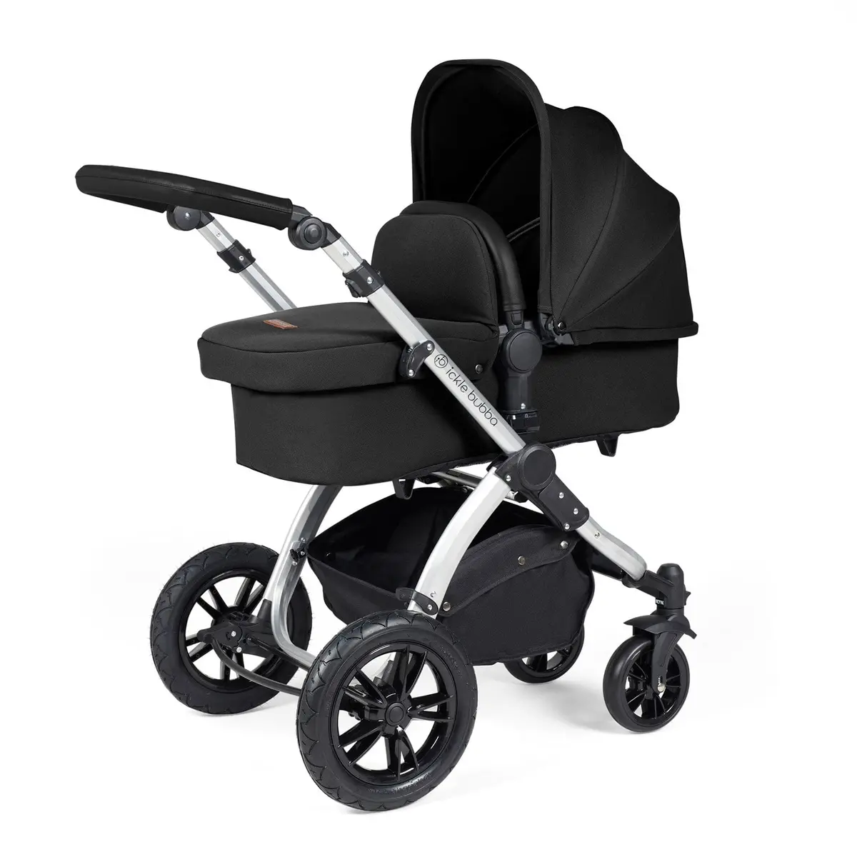 Ickle Bubba Stomp Luxe 2 In 1 Premium Pram - Silver/Midnight/Black 1