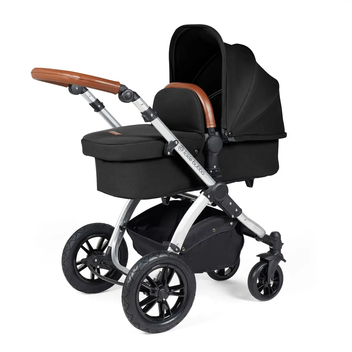 Ickle Bubba Stomp Luxe 2 In 1 Premium Pram - Silver/Midnight/Tan 1