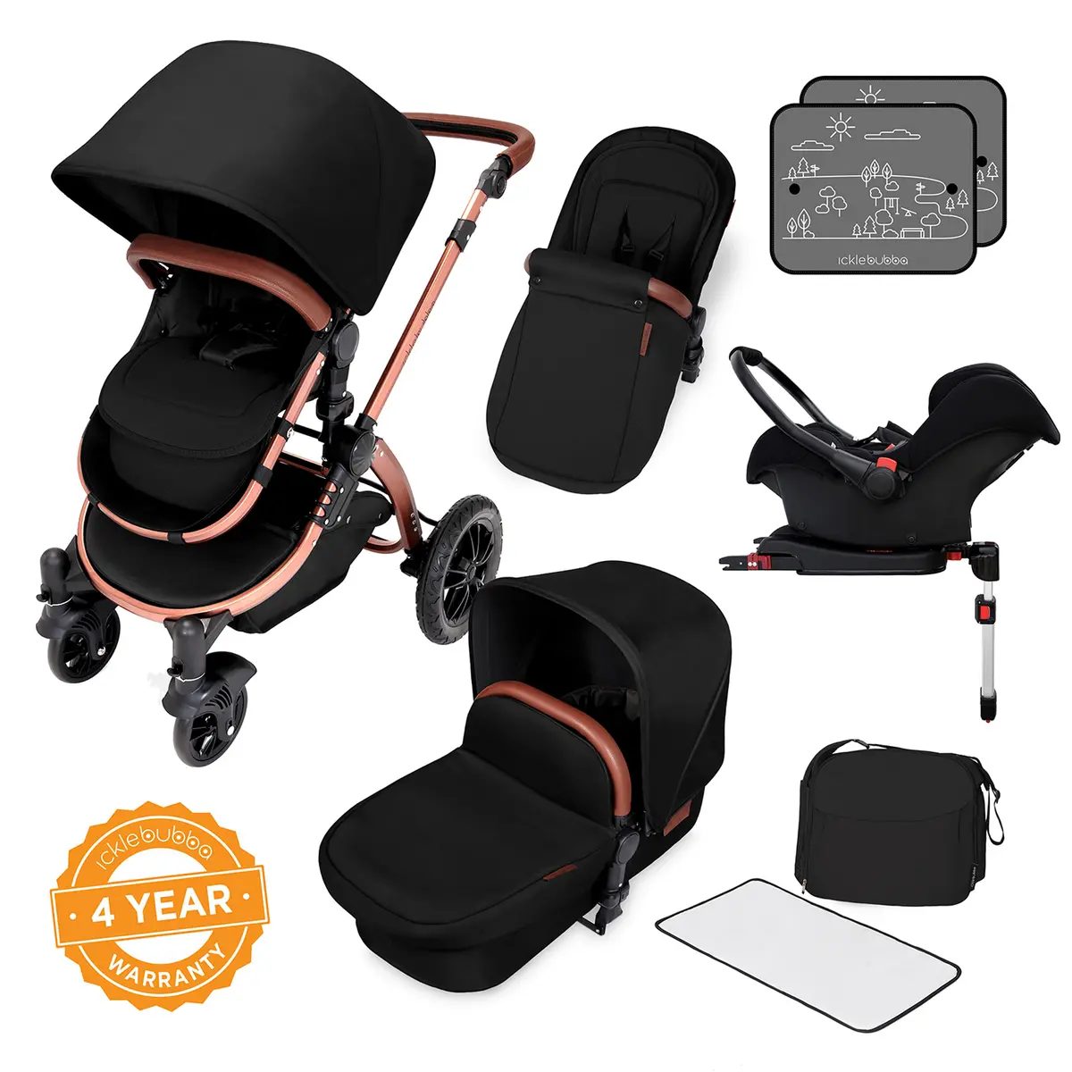 Ickle Bubba Stomp V4 Galaxy Travel System With Base Bronze/Midnight 1